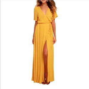 Lulu's Golden Yellow Maxi Wrap Dress- XL